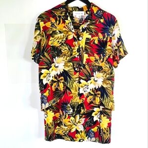 Jones New York Vintage 100% Silk Floral Print Skirt Shirt Women's Set Size 4